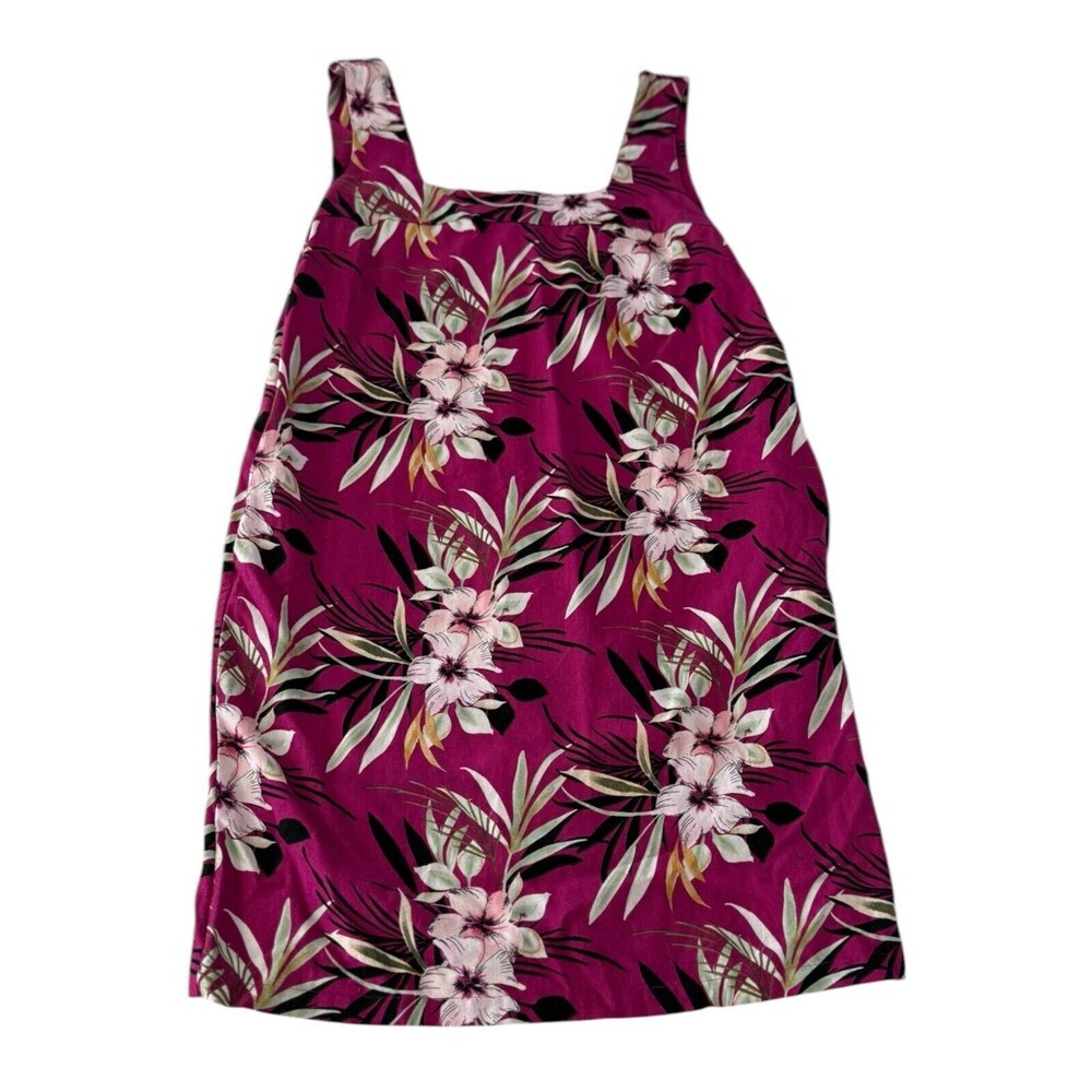 Caslon Womens M Hawaiin Vacation Sleeveless Flowers Short Linen Summer Dress - Picture 2 of 4
